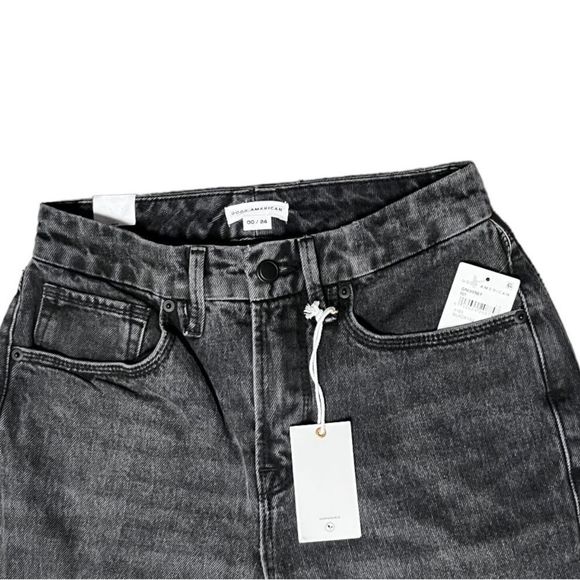 Women’s GOOD AMERICAN black hood 90’s high rise straight leg jeans - Picture 6 of 11